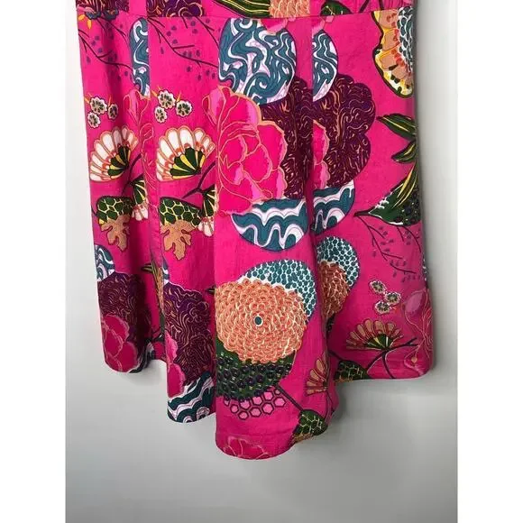 Fitzroy & Willa Floral Print Sleeveless Mini A-Line Dress Pink Women's Sz Medium - Picture 4 of 8